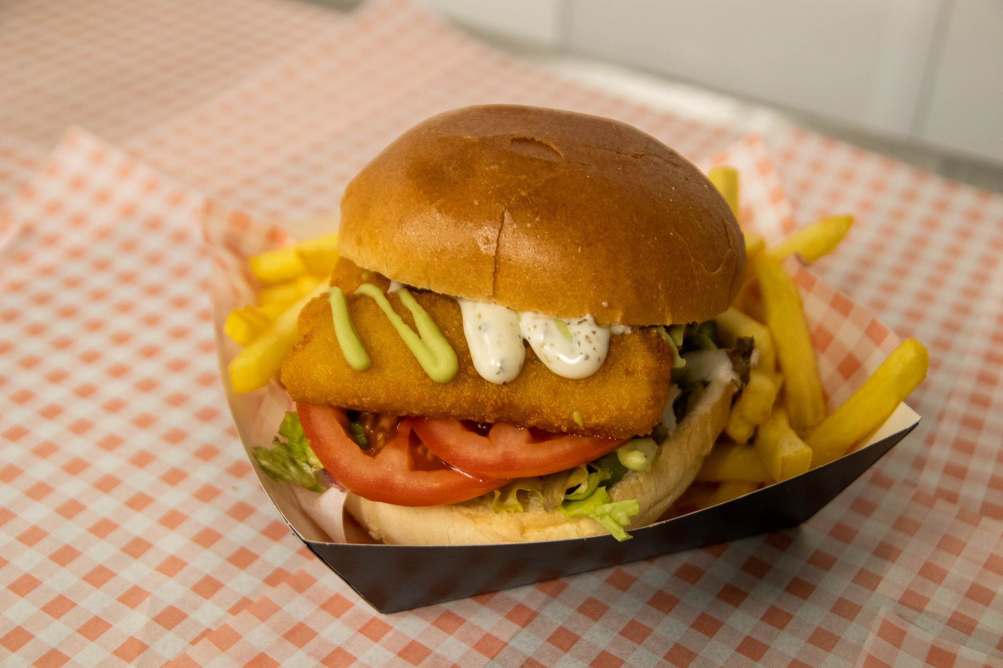 Bird's Eye Fishless Fish Finger Burger and fries Your LSP